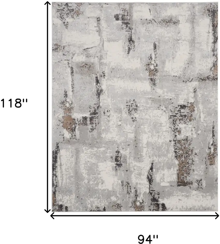 Ivory Black and Gray Abstract Non Skid Area Rug Photo 3