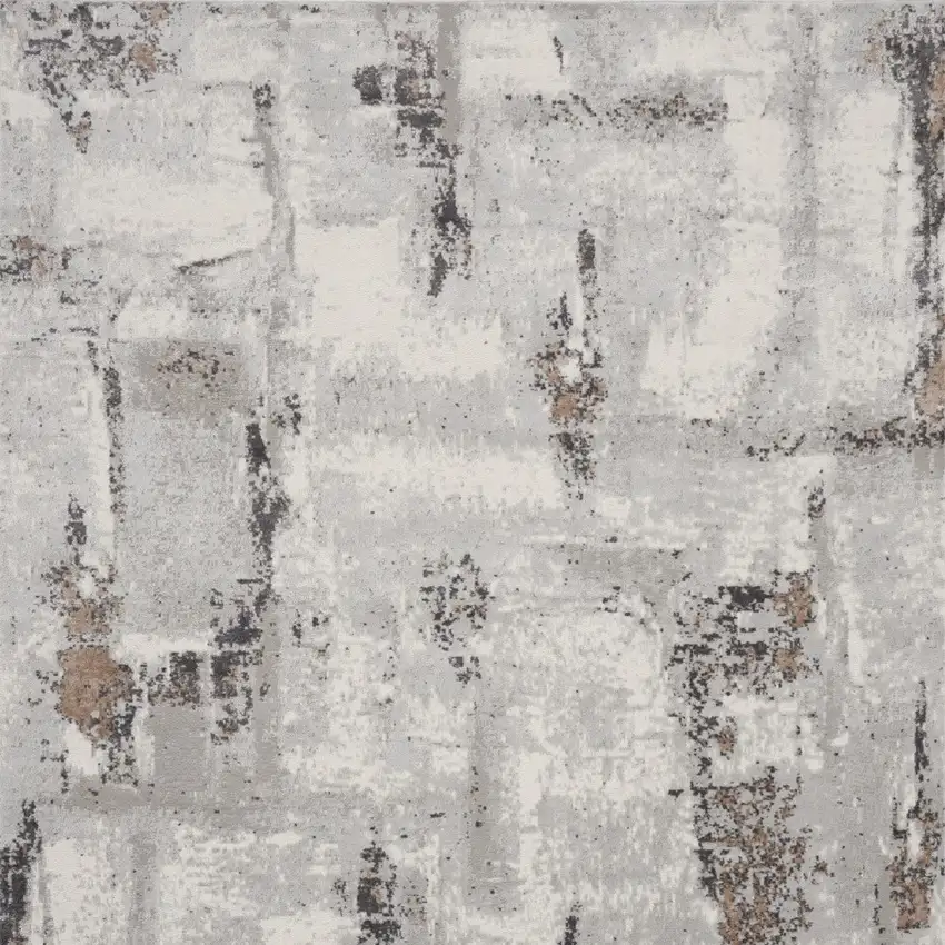 Ivory Black and Gray Abstract Non Skid Area Rug Photo 5