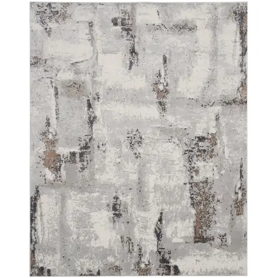 Ivory Black and Gray Abstract Non Skid Area Rug Photo 2