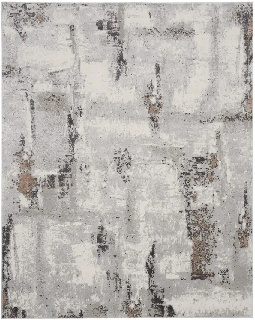 Ivory Black and Gray Abstract Non Skid Area Rug Photo 2