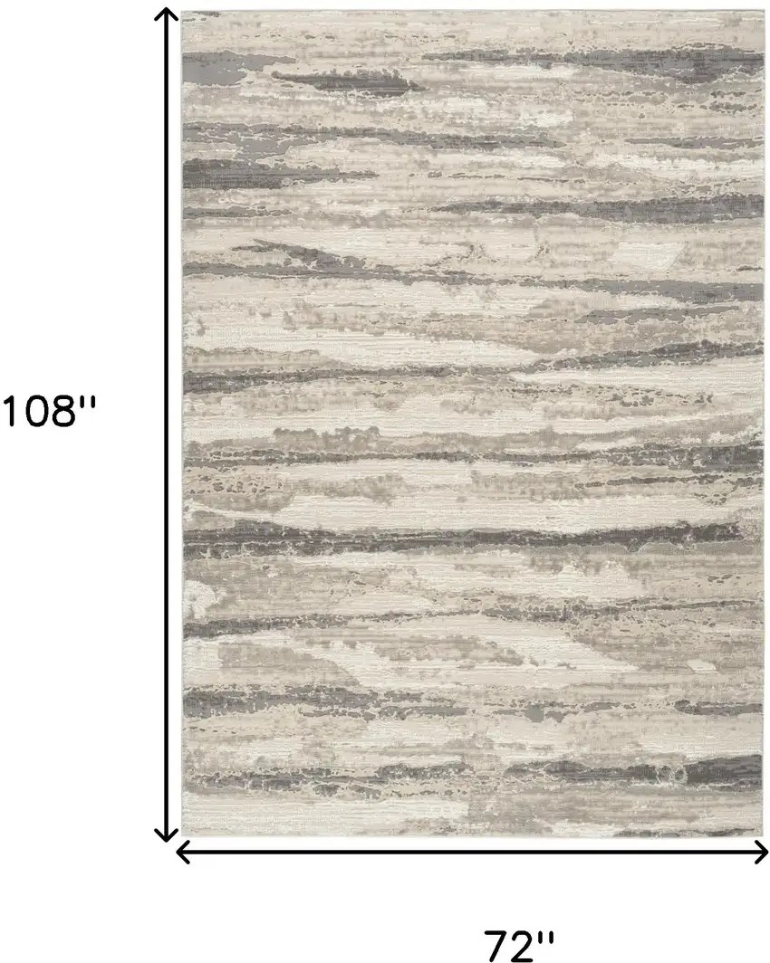 Ivory Black and Gray Abstract Non Skid Area Rug Photo 3