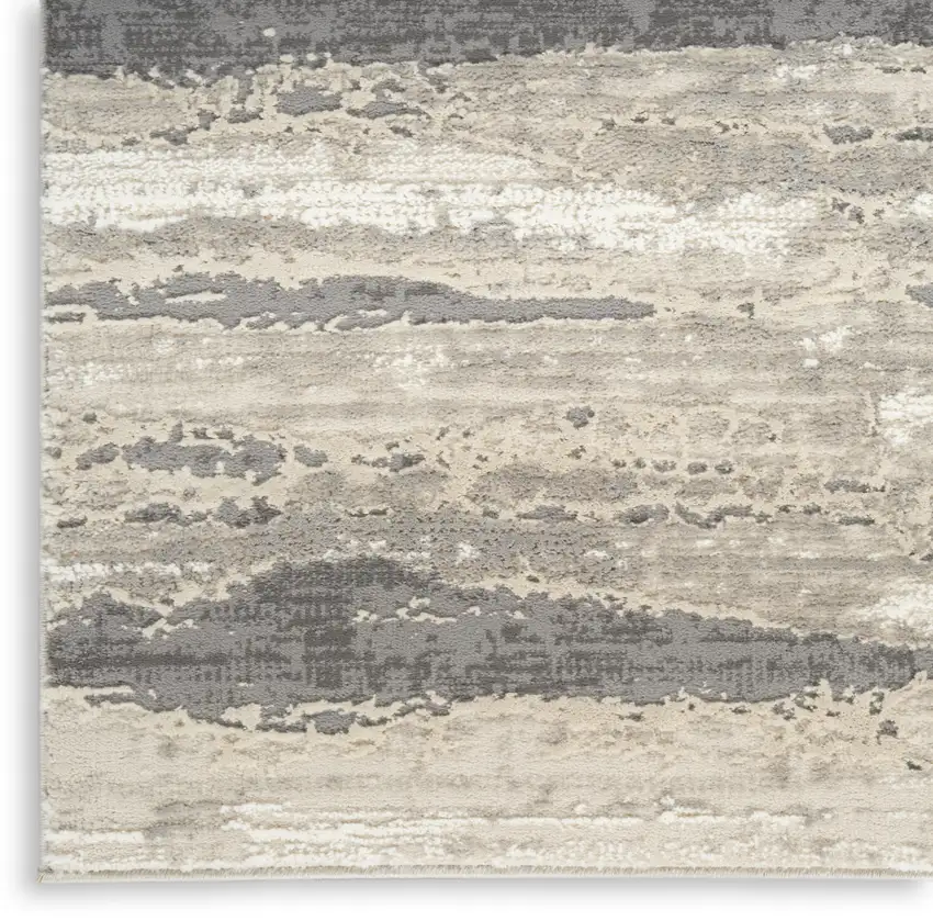 Ivory Black and Gray Abstract Non Skid Area Rug Photo 9