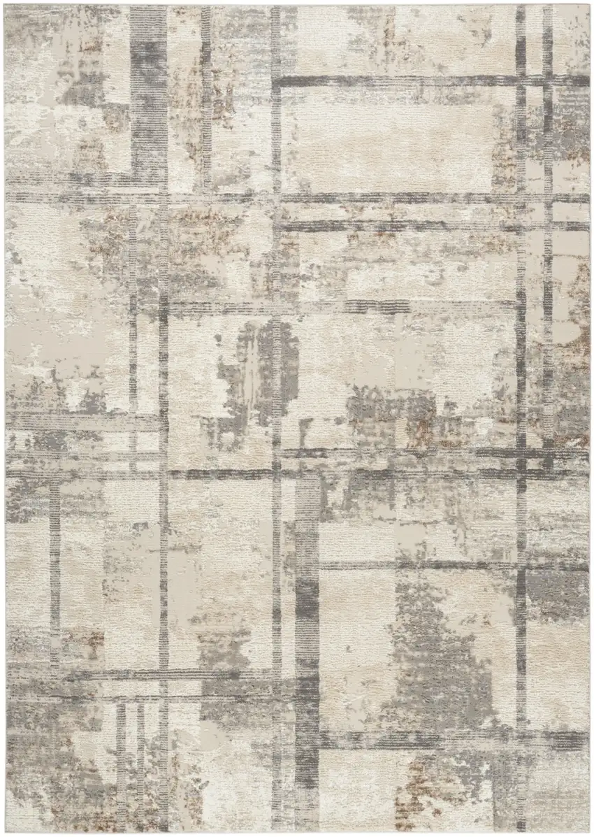 Ivory Black and Gray Abstract Non Skid Area Rug Photo 8