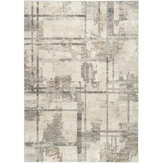 Ivory Black and Gray Abstract Non Skid Area Rug Photo 9