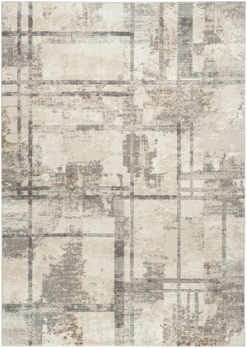Ivory Black and Gray Abstract Non Skid Area Rug Photo 9