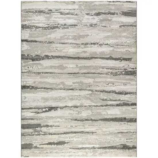 Ivory Black and Gray Abstract Non Skid Area Rug Photo 9
