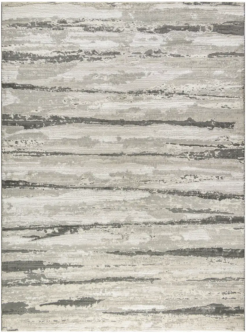 Ivory Black and Gray Abstract Non Skid Area Rug Photo 9
