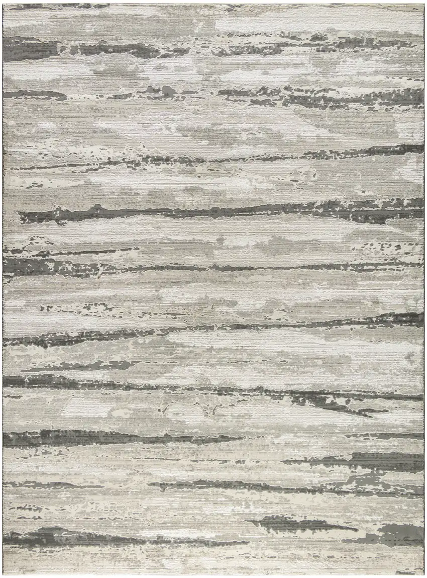 Ivory Black and Gray Abstract Non Skid Area Rug Photo 7