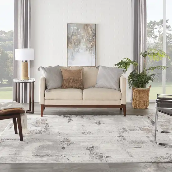 Ivory Black and Gray Abstract Non Skid Area Rug Photo 4