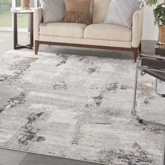 Ivory Black and Gray Abstract Non Skid Area Rug Photo 3