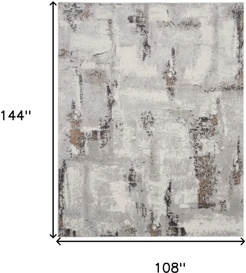 Ivory Black and Gray Abstract Non Skid Area Rug Photo 3