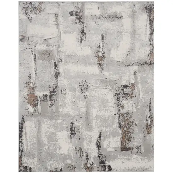 Ivory Black and Gray Abstract Non Skid Area Rug Photo 1