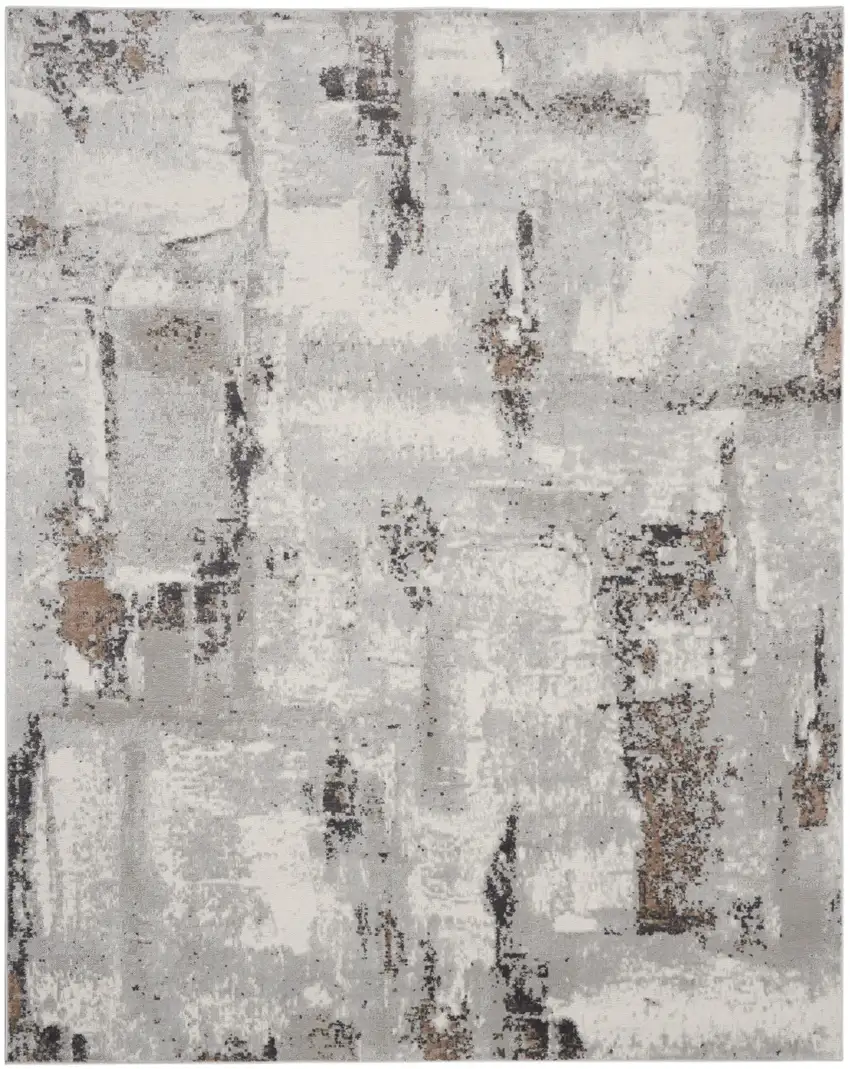 Ivory Black and Gray Abstract Non Skid Area Rug Photo 1