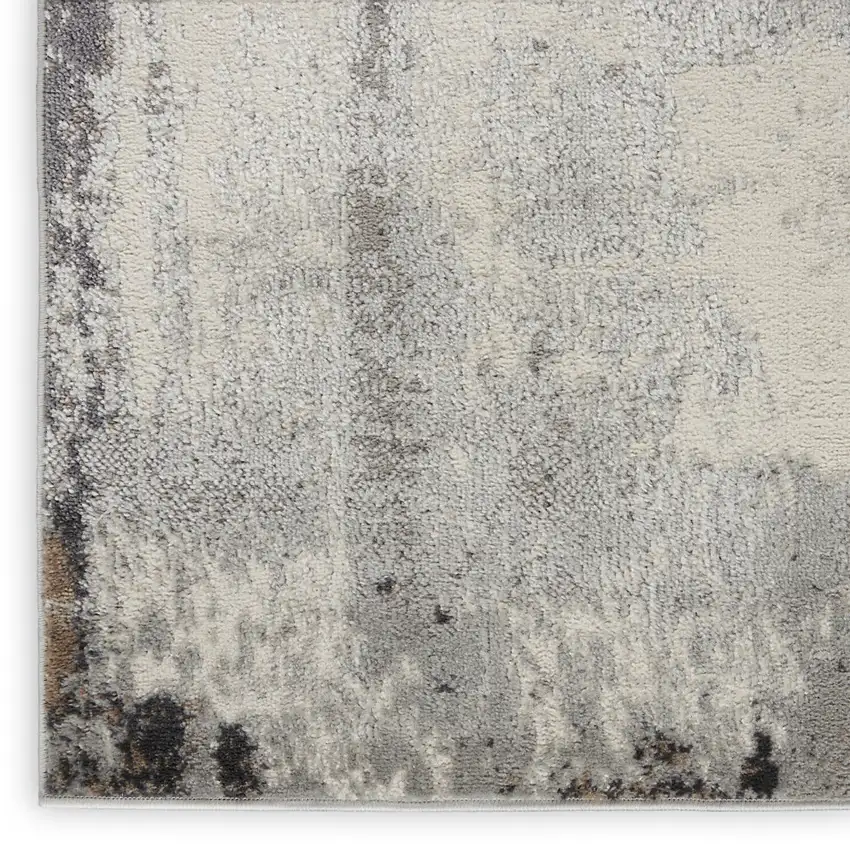Ivory Black and Gray Abstract Non Skid Area Rug Photo 6