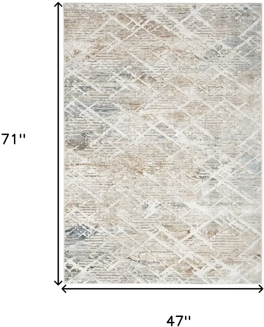 Ivory Black and Gray Abstract Non Skid Area Rug Photo 3