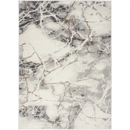 Ivory Black and Gray Abstract Non Skid Area Rug Photo 2