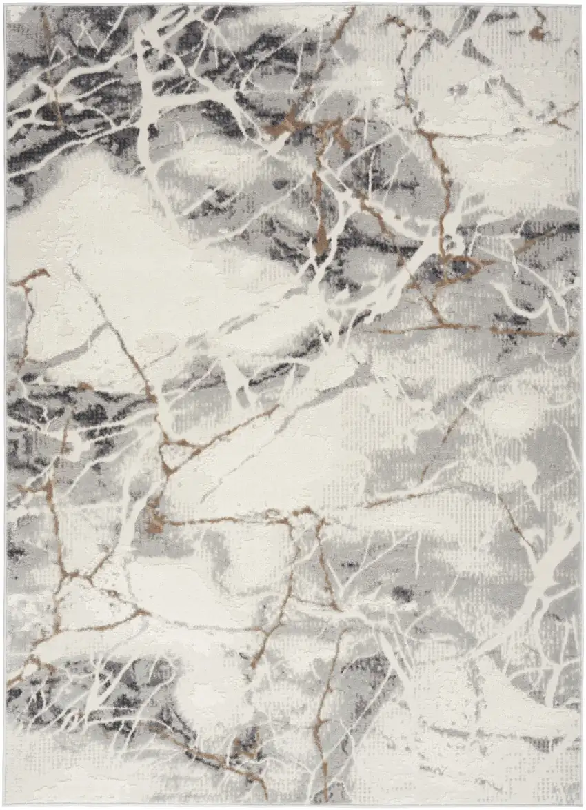 Ivory Black and Gray Abstract Non Skid Area Rug Photo 2