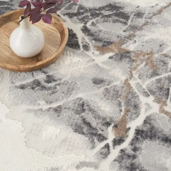 Ivory Black and Gray Abstract Non Skid Area Rug Photo 8