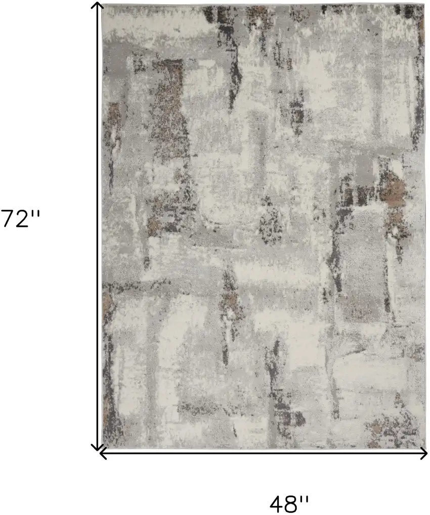 Ivory Black and Gray Abstract Non Skid Area Rug Photo 3