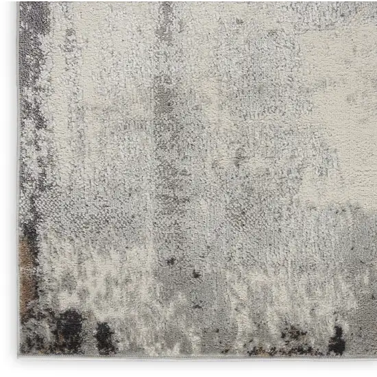 Ivory Black and Gray Abstract Non Skid Area Rug Photo 9
