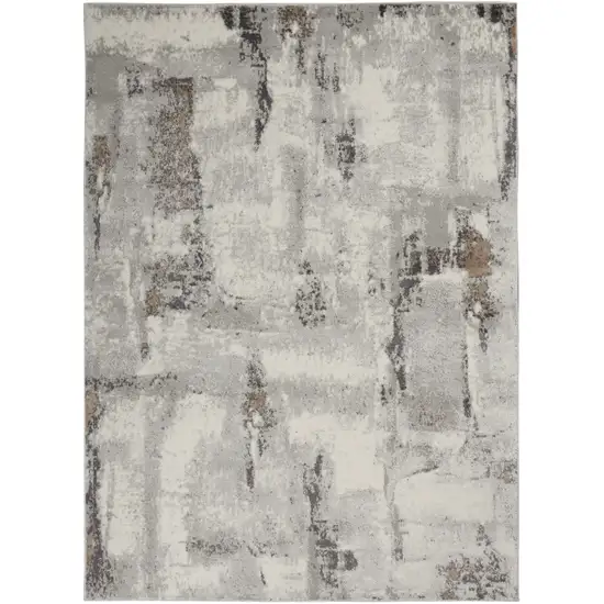 Ivory Black and Gray Abstract Non Skid Area Rug Photo 1