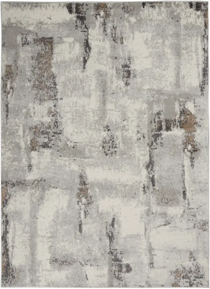 Ivory Black and Gray Abstract Non Skid Area Rug Photo 1