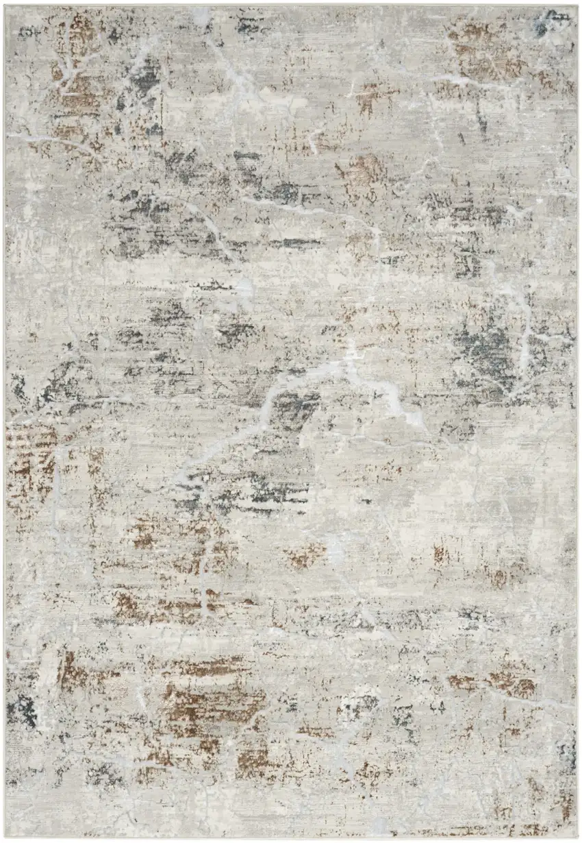 Ivory Black and Gray Abstract Non Skid Area Rug Photo 2