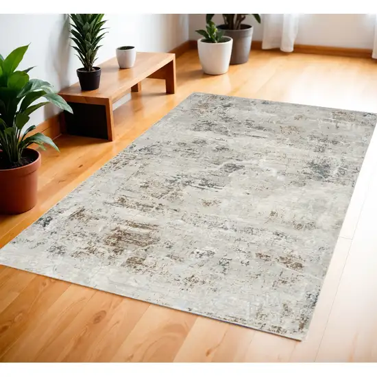 Ivory Black and Gray Abstract Non Skid Area Rug Photo 1