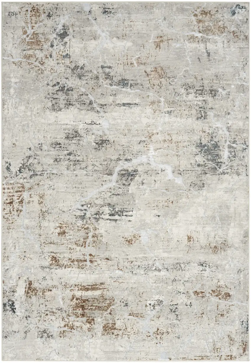 Ivory Black and Gray Abstract Non Skid Area Rug Photo 1