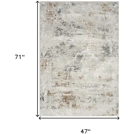 Ivory Black and Gray Abstract Non Skid Area Rug Photo 3