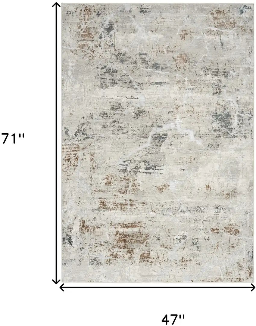 Ivory Black and Gray Abstract Non Skid Area Rug Photo 3
