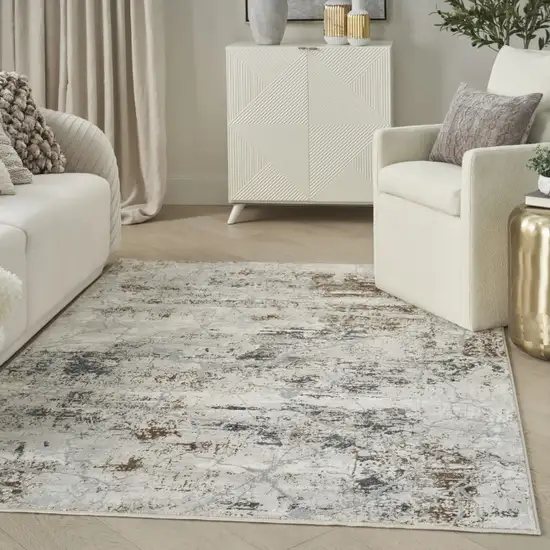 Ivory Black and Gray Abstract Non Skid Area Rug Photo 3