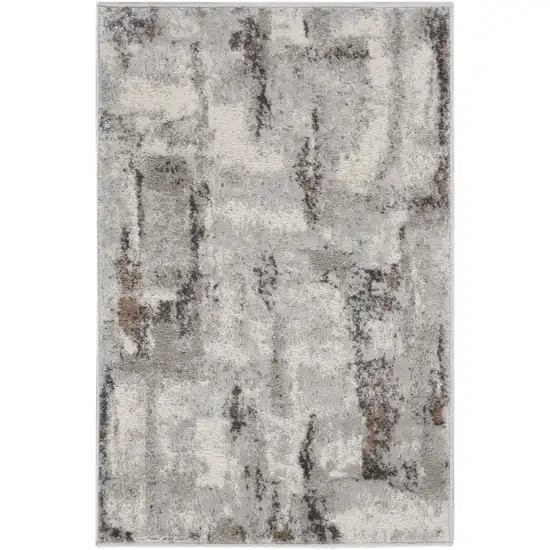 Ivory Black and Gray Abstract Non Skid Area Rug Photo 4