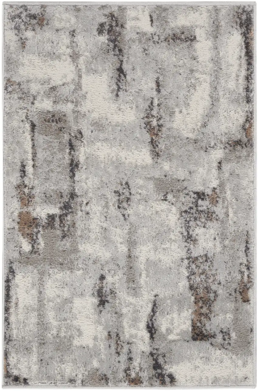 Ivory Black and Gray Abstract Non Skid Area Rug Photo 4