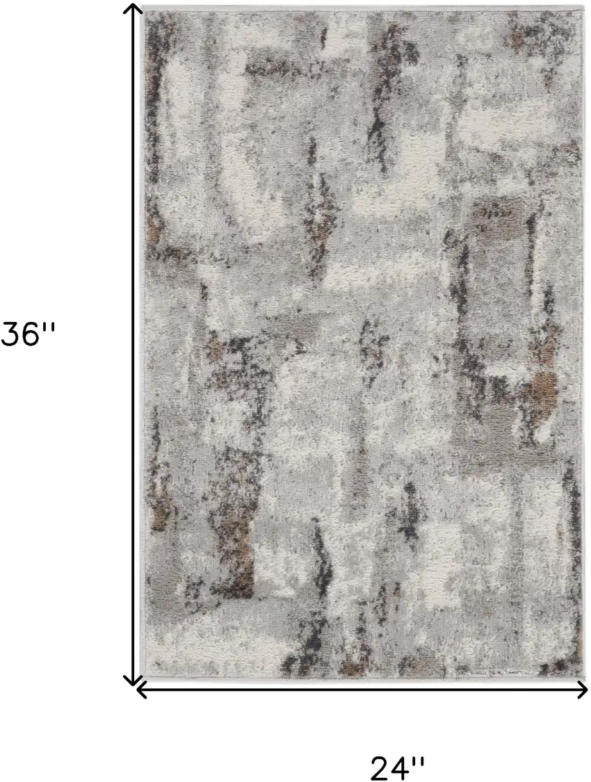 Ivory Black and Gray Abstract Non Skid Area Rug Photo 3