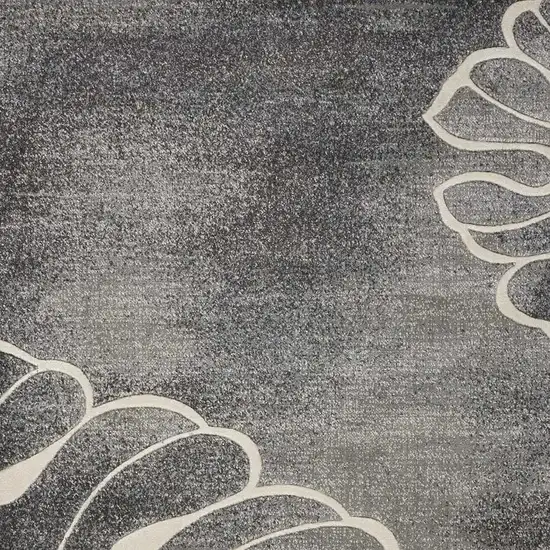 Ivory Black and Gray Botanical Leaves Area Rug Photo 3