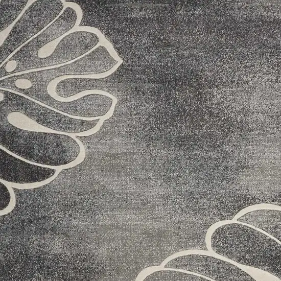 Ivory Black and Gray Botanical Leaves Area Rug Photo 6
