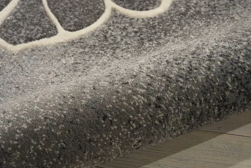 Ivory Black and Gray Botanical Leaves Non Skid Area Rug Photo 9