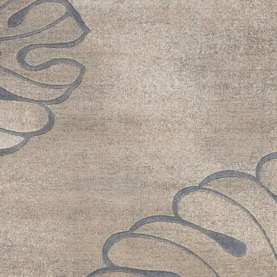 Ivory Black and Gray Botanical Leaves Non Skid Area Rug Photo 5