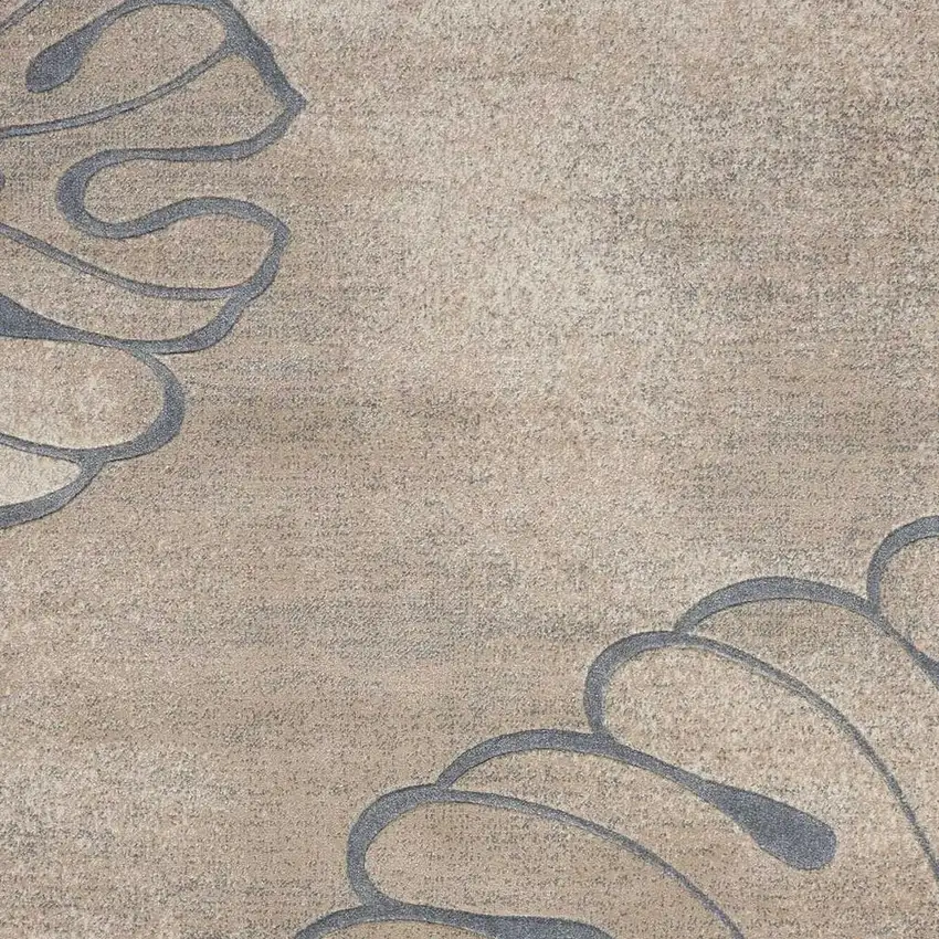 Ivory Black and Gray Botanical Leaves Non Skid Area Rug Photo 5