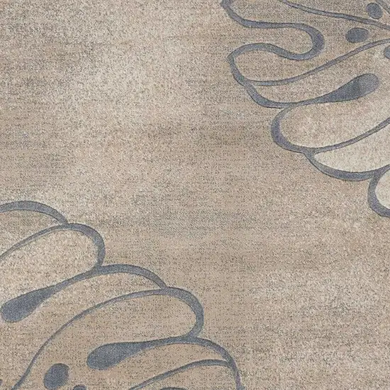 Ivory Black and Gray Botanical Leaves Non Skid Area Rug Photo 3