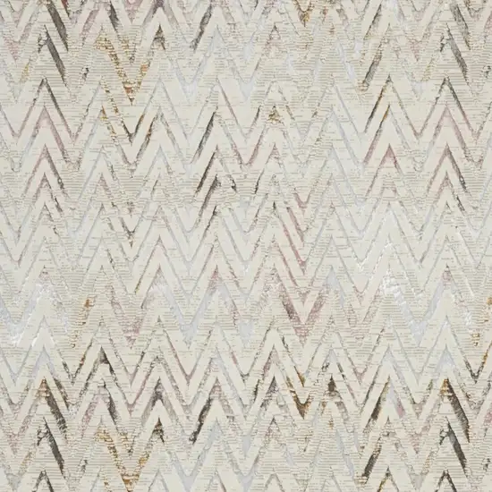 Ivory Black and Gray Chevron Distressed Non Skid Area Rug Photo 2