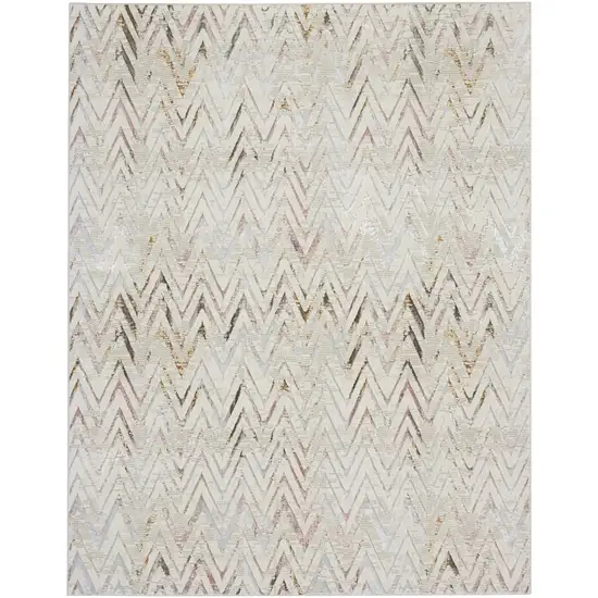 Ivory Black and Gray Chevron Distressed Non Skid Area Rug Photo 1