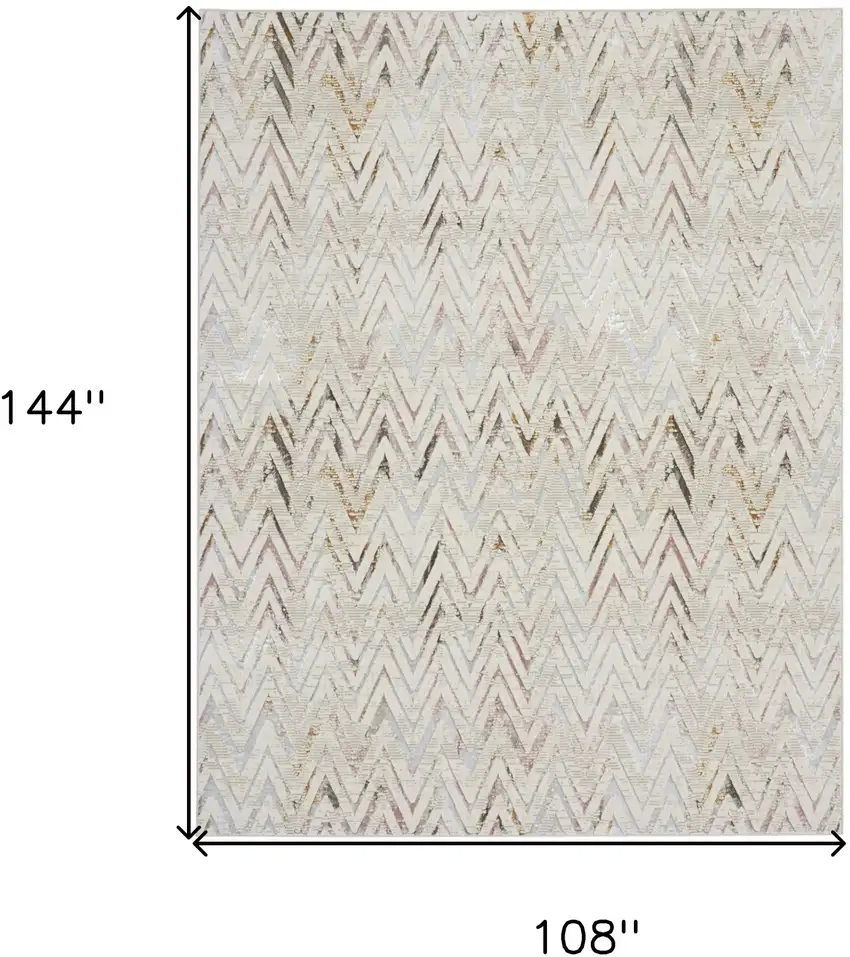 Ivory Black and Gray Chevron Distressed Non Skid Area Rug Photo 3