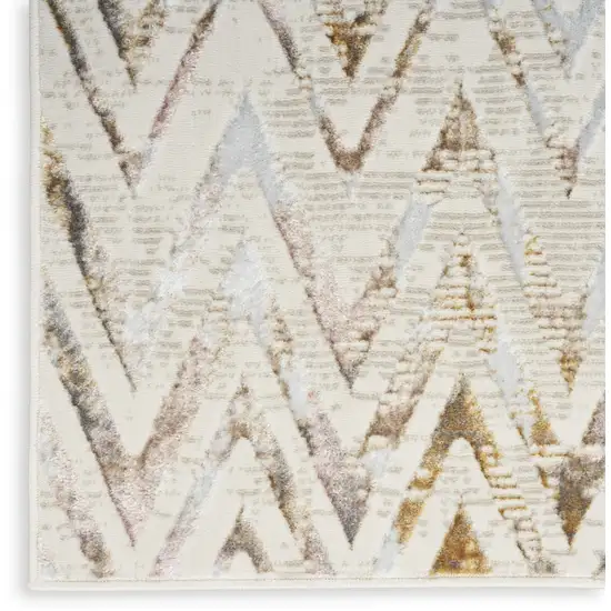 Ivory Black and Gray Chevron Distressed Non Skid Area Rug Photo 8
