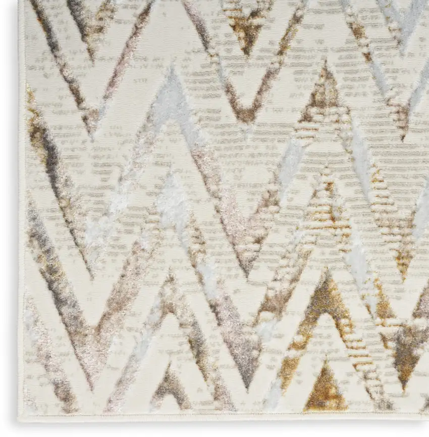 Ivory Black and Gray Chevron Distressed Non Skid Area Rug Photo 8