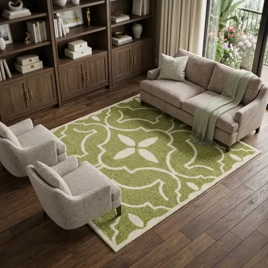 Ivory Black and Gray Floral Non Skid Area Rug Photo 1