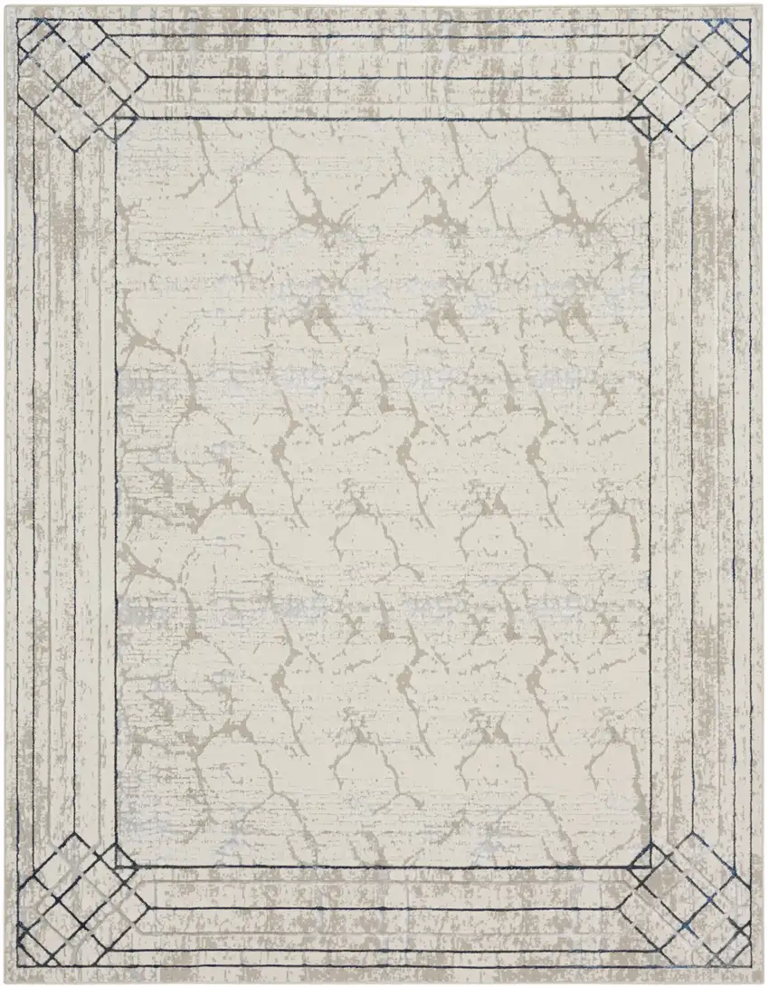 Ivory Black and Gray Geometric Non Skid Area Rug Photo 2