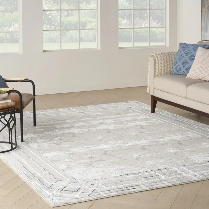 Ivory Black and Gray Geometric Non Skid Area Rug Photo 3