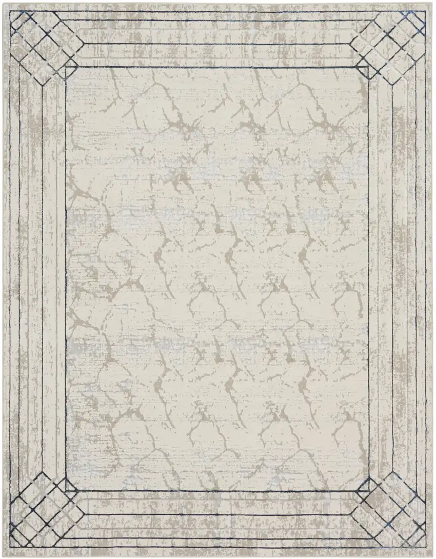 Ivory Black and Gray Geometric Non Skid Area Rug Photo 9